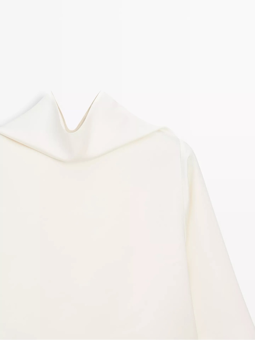 Massimo Dutti Studio Satin Elegant Cream High-Neck Long-Sleeve Top - Picture 8 of 10